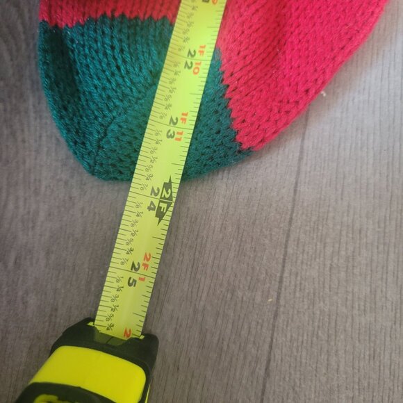 Vintage Hand Knit Christmas Stocking With Santa & Trees Design - Picture 6 of 6